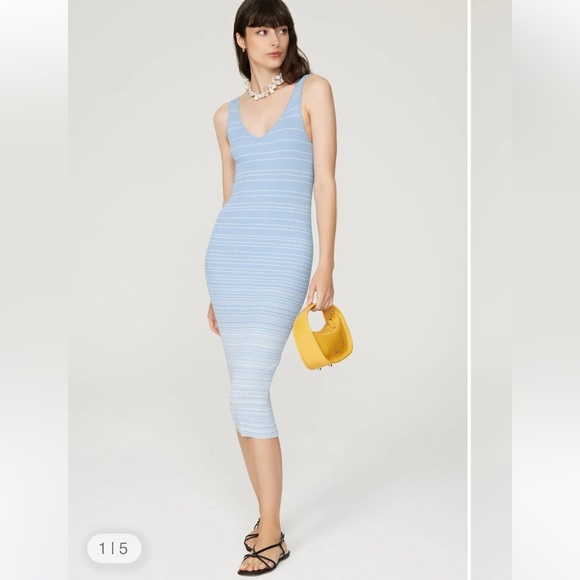 STAUD Dana Maxi Stretch Dress Blue Ombre Stripe - Picture 1 of 10